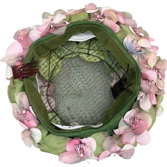 Vintage 50s Patrice Floral Ring Hat Pink Silk Flowers Fascinator main image 5